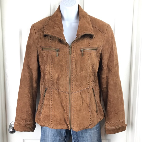 EMC Jackets & Blazers - EMC Leather Suede Fully Lined Jacket Sz M Brown